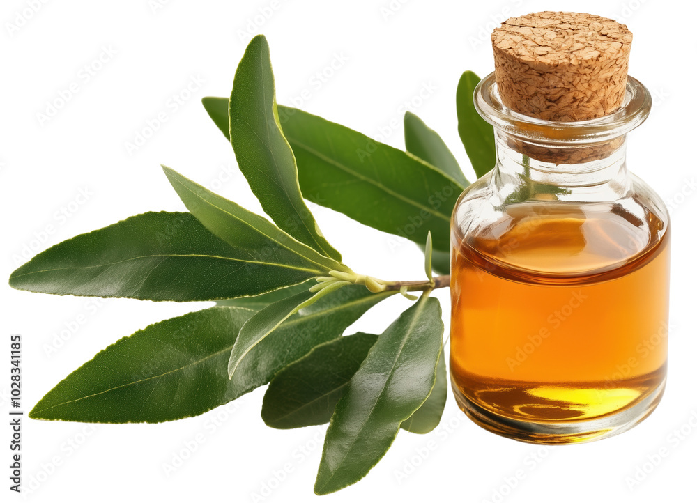 Healing Tea Tree Extract in a Glass Bottle Isolated on a Transparent Background for Natural Remedies and Skincare Healing Tea Tree Extract in a Glass Bottle Isolated on a Transparent Background for Natural Remedies and Skincare
