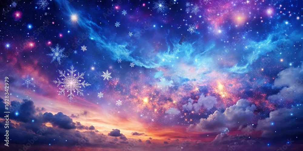 A celestial tapestry of swirling nebulae, twinkling stars, and ethereal snowflakes, creating a mesmerizing cosmic dream. A celestial tapestry of swirling nebulae, twinkling stars, and ethereal snowflakes, creating a mesmerizing cosmic dream.