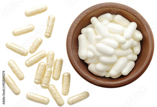 Probiotic Capsules and Yogurt Combination for Balanced Gut Health, Isolated on Transparent Background photo