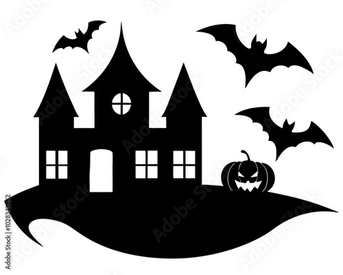 halloween background with pumpkin and bats