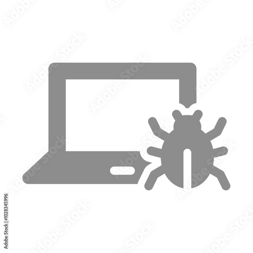 Computer bug infected vector icon. Malicious virus attack, bugged date symbol. 