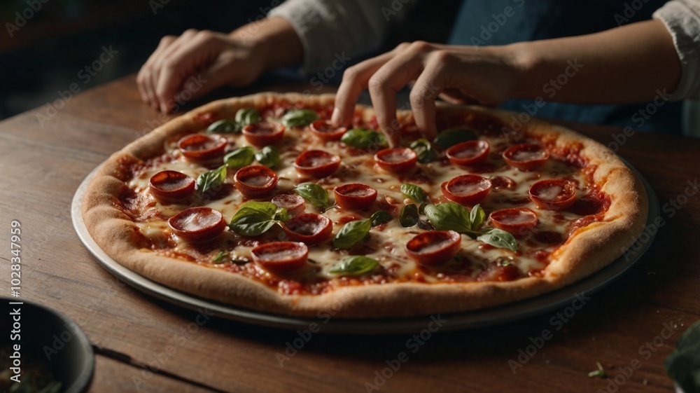 delicious tomato filled pizza in hand delicious tomato filled pizza in hand