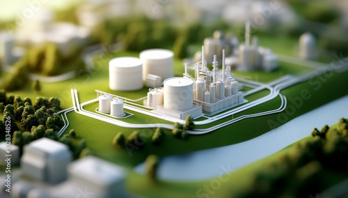 A aerial view of industrial Gas Storage Tanks and Equipment At The plant