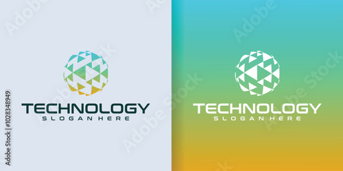 Geometric abstract circle technology logo. Internet logo inspiration
