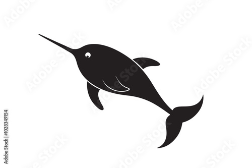 Narwhal Silhouette Vector Illustration – Perfect for T-Shirts, Hoodies & Print Designs photo