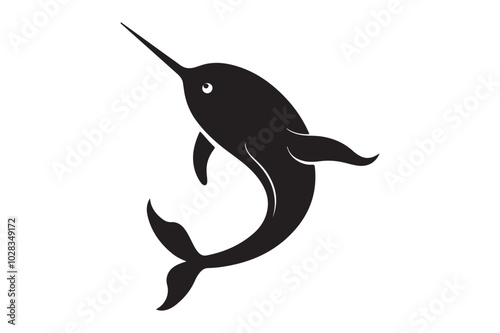 Narwhal Silhouette Vector Illustration – Perfect for T-Shirts, Hoodies & Print Designs