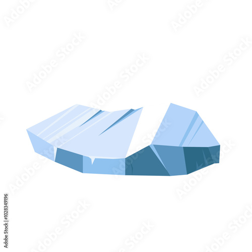 Iceberg. Floating glaciers, ice cubes and blocks. Arctic and Antarctic landscape elements. Icy crystal rocks in cold water. Winter decorative objects. Vector cartoon flat style isolated illustration