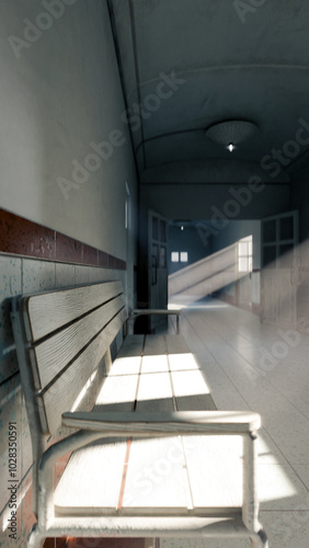 Old Hospital Hallway premium photo 3d render