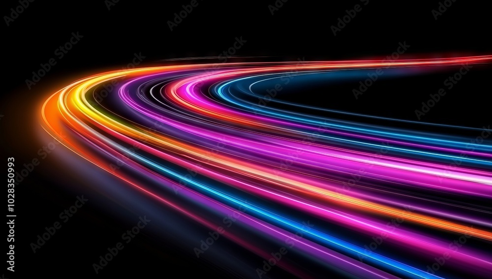 Colorful Light Trails Symbolizing Speed and Movement Colorful Light Trails Symbolizing Speed and Movement