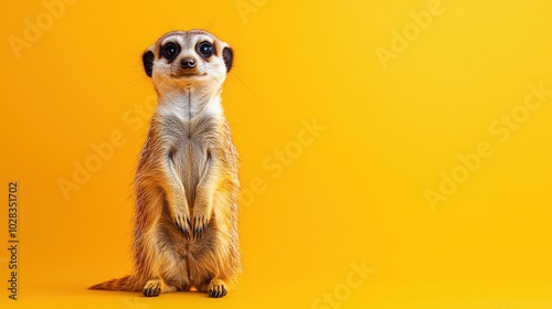 Wallpaper Mural Curious Meerkat on Yellow Background Torontodigital.ca