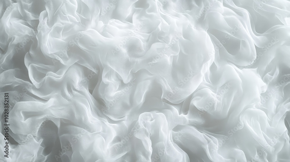 Obraz premium A soft, cloud-like pattern with billowing, organic shapes in various shades of white and grey. The fluffy forms blend together seamlessly, creating a calming, ethereal effect