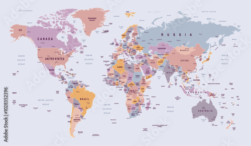 A Political world map Gall stereographic projection 1