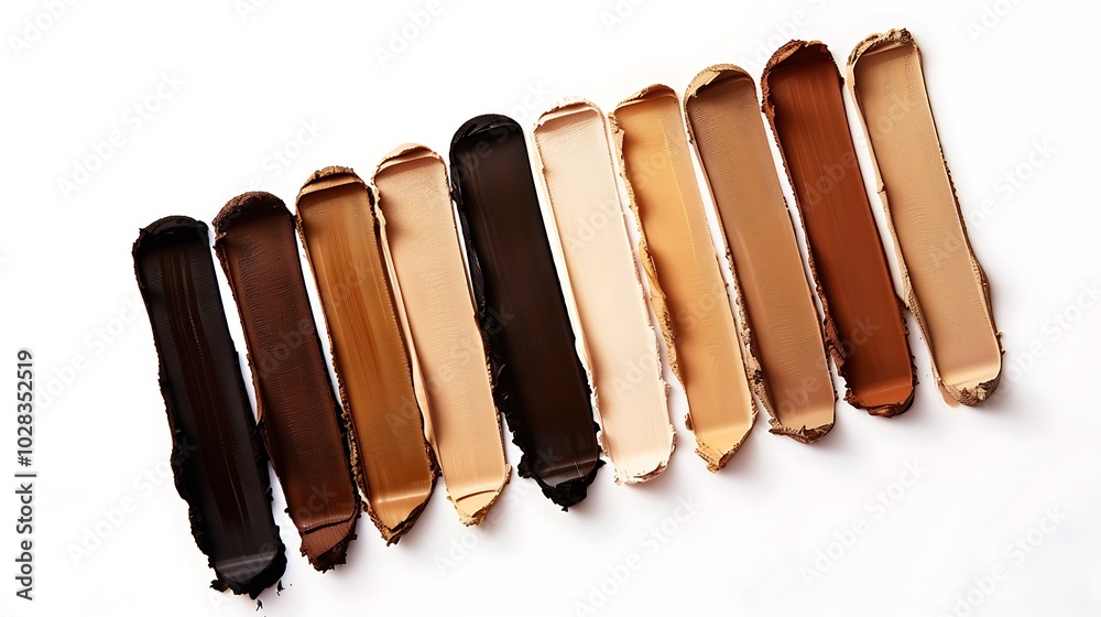 A Variety of Foundation Shades on White Background. A Variety of Foundation Shades on White Background.