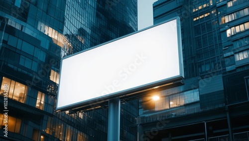 Blank Urban Billboard At Night