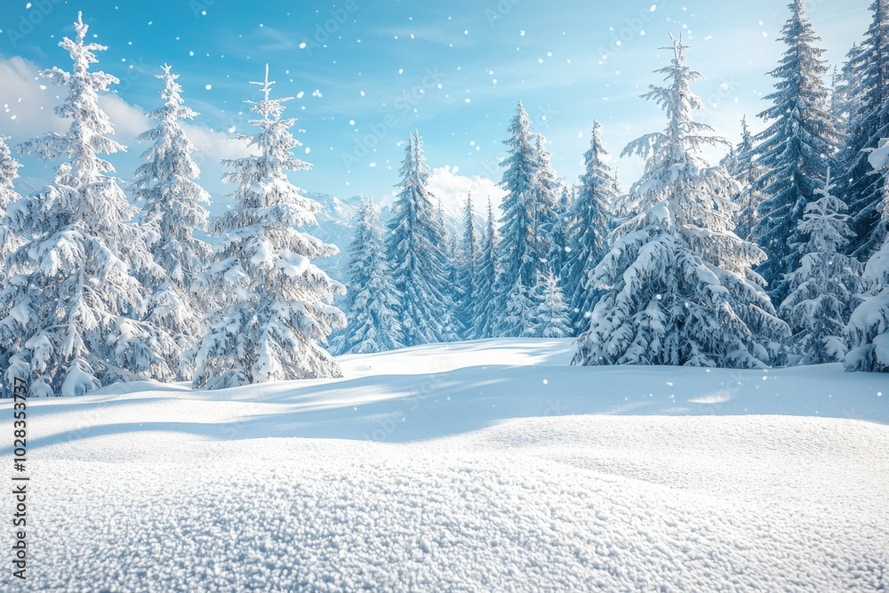 Naklejka premium Winter season background full of white snow falling