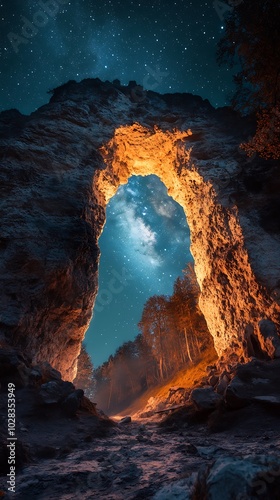 A Starry Night Through a Natural Archway.