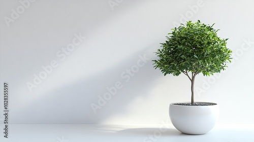 Small Green Plant in a White Pot photo