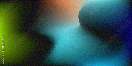 Blue, orange, pink gradient grainy noise texture background. Wave granny banner, poster, wallpaper background.