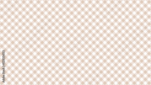 手書きの斜めギンガムチェック柄のパターン - シンプルでかわいい薄いブラウンの背景素材 - 16:9

