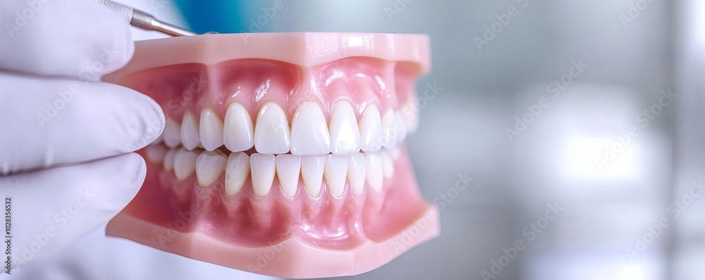 Fototapeta premium Close-up of dental resin being applied, tooth detail, clean environment