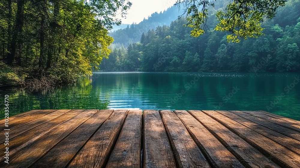 Tranquil Lake and Wooden Dock Tranquil Lake and Wooden Dock