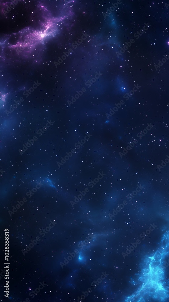 Naklejka premium Dark Blue Night Sky with Stars and Nebulae.