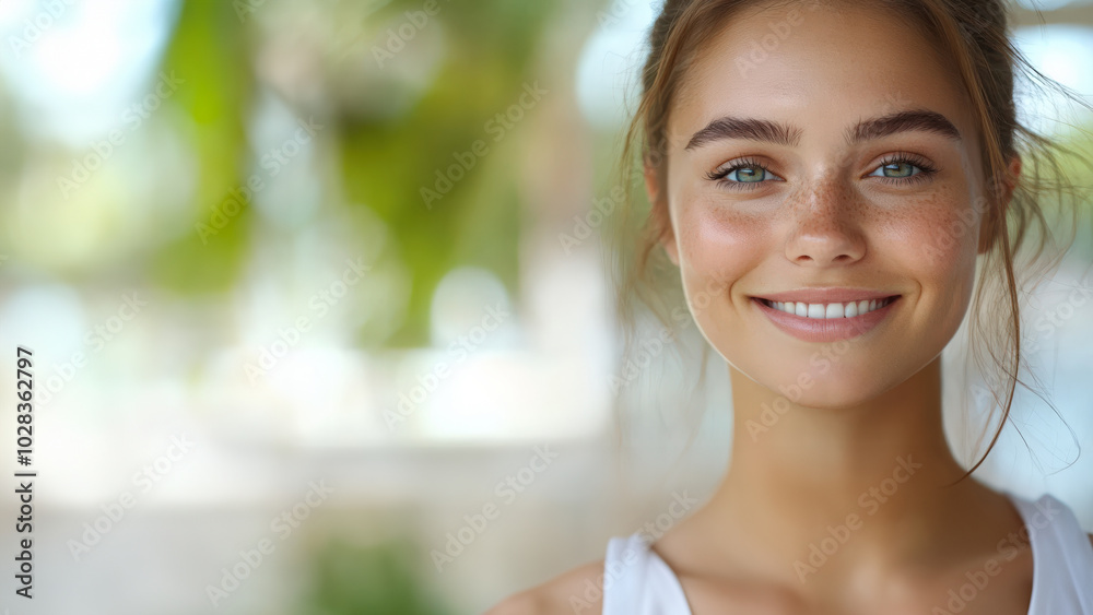Young woman with natural look pose on white background, copy space, skin care and cosmetics model. Young woman with natural look pose on white background, copy space, skin care and cosmetics model.