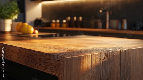 Close up details of modern designer touch kitchen with wooden details