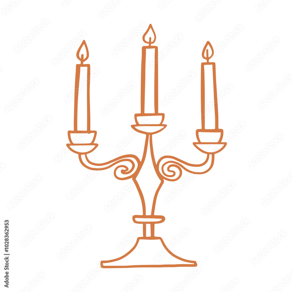 Fototapeta premium Vintage Candle Holder Sketch. Candelabrum Clip Art