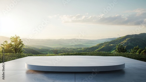 Smooth Concrete Podium in Serene Outdoor Landscape