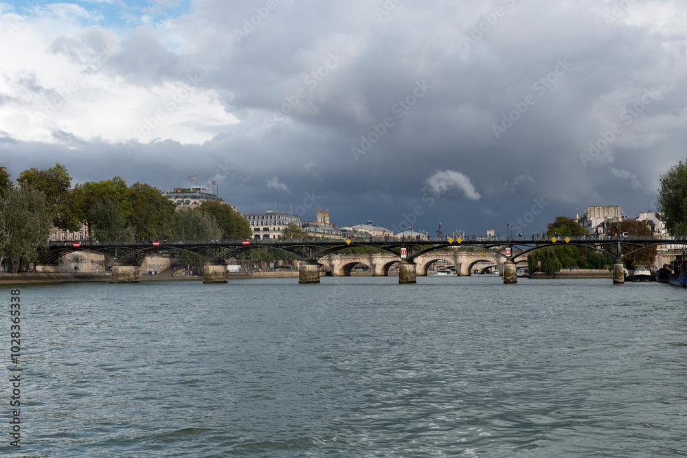 Obraz premium Bridges of the Seine: Parisian Architecture and Reflections