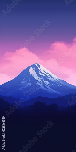 A stunning minimalist background of mountain against a gradient sky