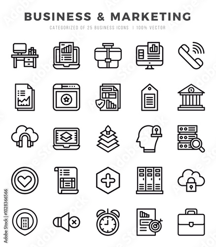 Business & Marketing icons Pack. Lineal icons set. Business & Marketing collection set.