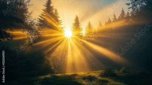 Sunlight shining trees forest grass morning sun rays background break dawn light technology fog searchlights wonder devotion sunbeams reaching towards heavens amazing inspiring 