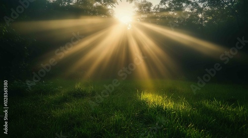 Sunlight shining trees forest grass morning sun rays background break dawn light technology fog searchlights wonder devotion sunbeams reaching towards heavens amazing inspiring 