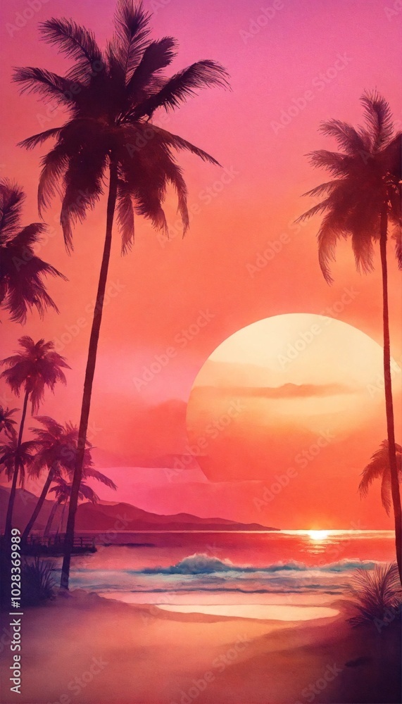 Tropical illustration, palm trees and sea, AI generated illustration
Tropical illustration, palm trees and sea, AI generated illustration