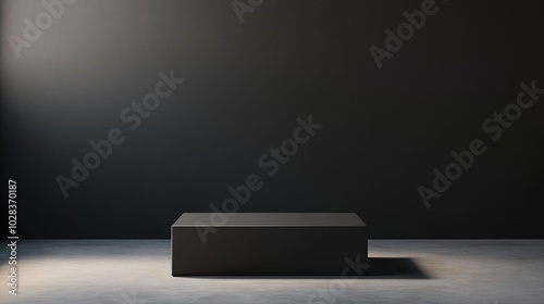 Wallpaper Mural 3D dark pedestal with a sleek rectangular design, set in a black empty room, ideal for showcasing luxury goods or tech products Torontodigital.ca