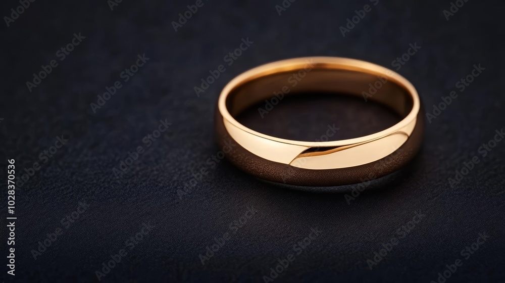 Elegant gold ring on a dark matte backdrop, offering a premium platform for luxury brand displays or exclusive product showcases Elegant gold ring on a dark matte backdrop, offering a premium platform for luxury brand displays or exclusive product showcases