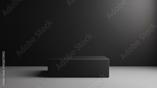 Wallpaper Mural 3D dark pedestal with a sleek rectangular design, set in a black empty room, ideal for showcasing luxury goods or tech products Torontodigital.ca