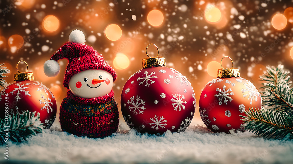 Obraz premium Décoration de Noël, bonhomme de neige