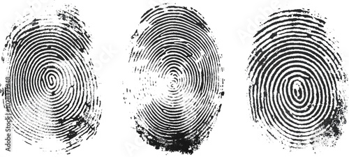 Vector black fingerprint on white Transparent  background.