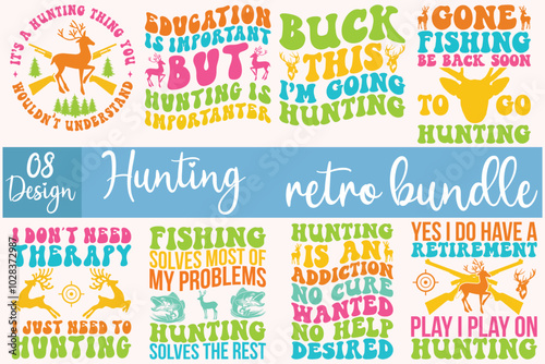 Hunting retro t shirt design bundle svg retro t shirt design