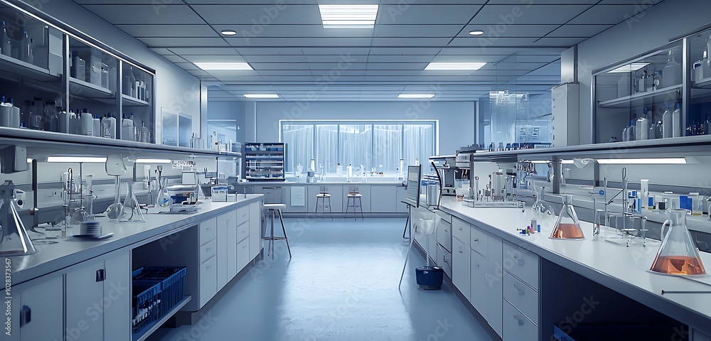 Chemistry lab interior, spacious and clean, equipped for professional use.