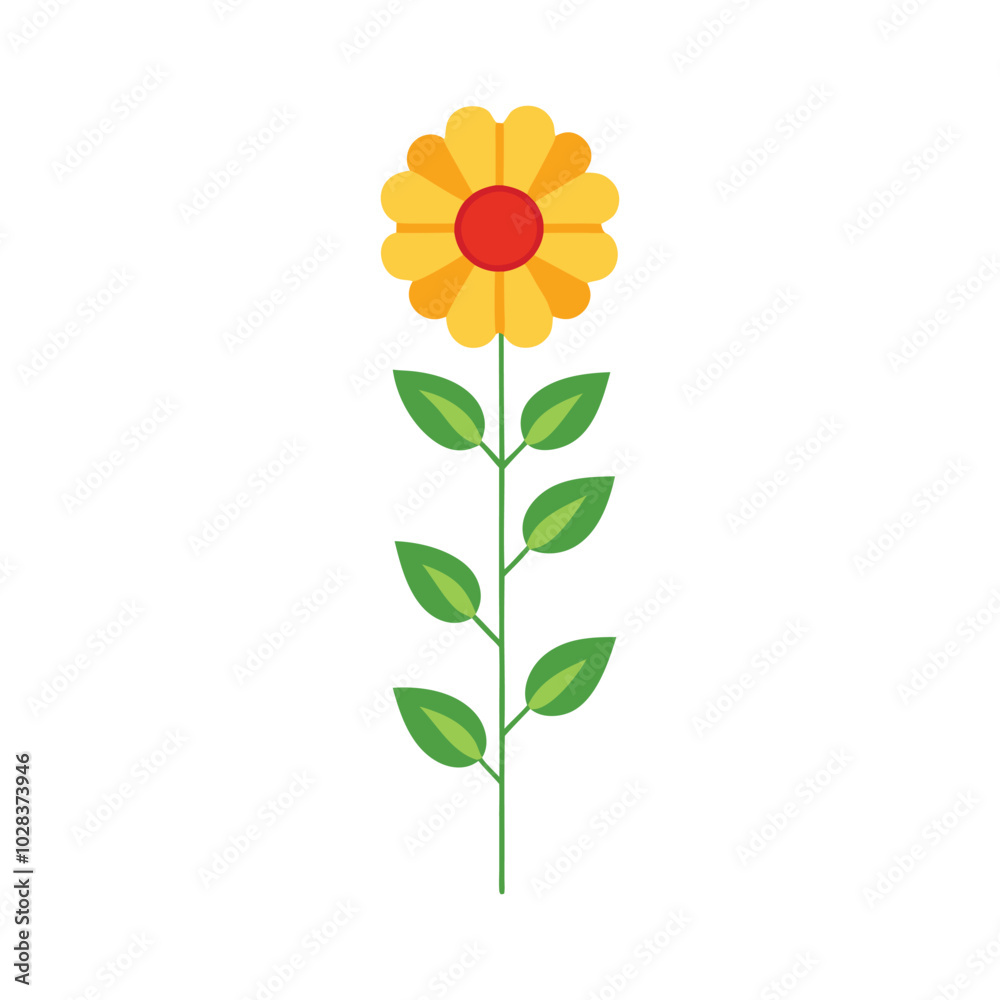 Fototapeta premium yellow flower isolated on white vector illustration.