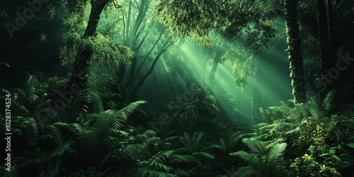 Darkness falls over a deep tropical forest.