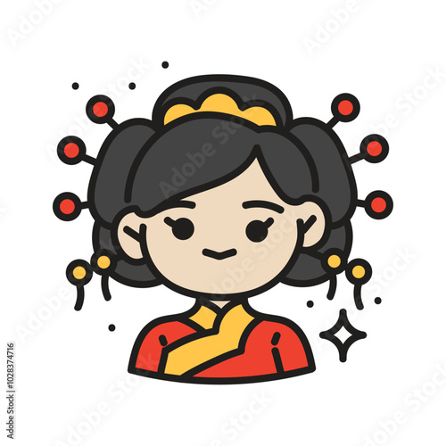 China Doodle Illustration - China Woman Character