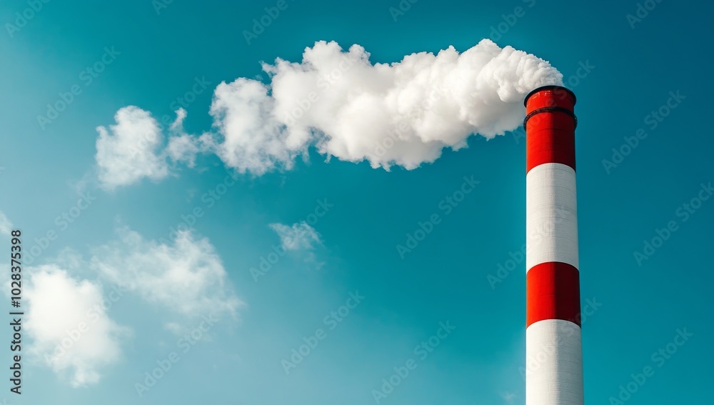 Factory with Smokestacks Emitting Steam Factory with Smokestacks Emitting Steam