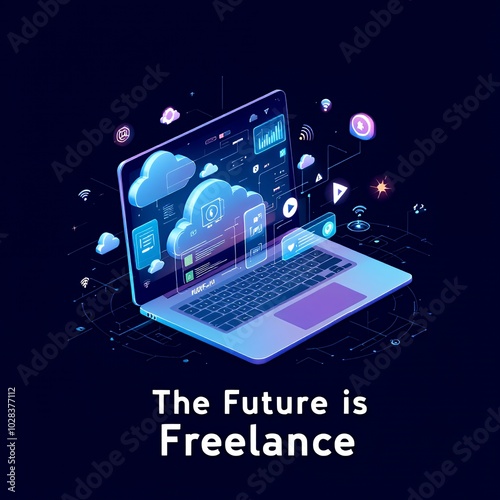 a computer screen with the future is freelance