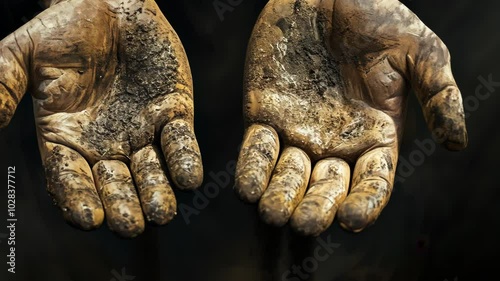 Wallpaper Mural Two mud-covered hands are shown, with the palms facing forward Torontodigital.ca
