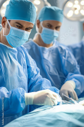 Focused Surgeons Preparing for a Complex Operation